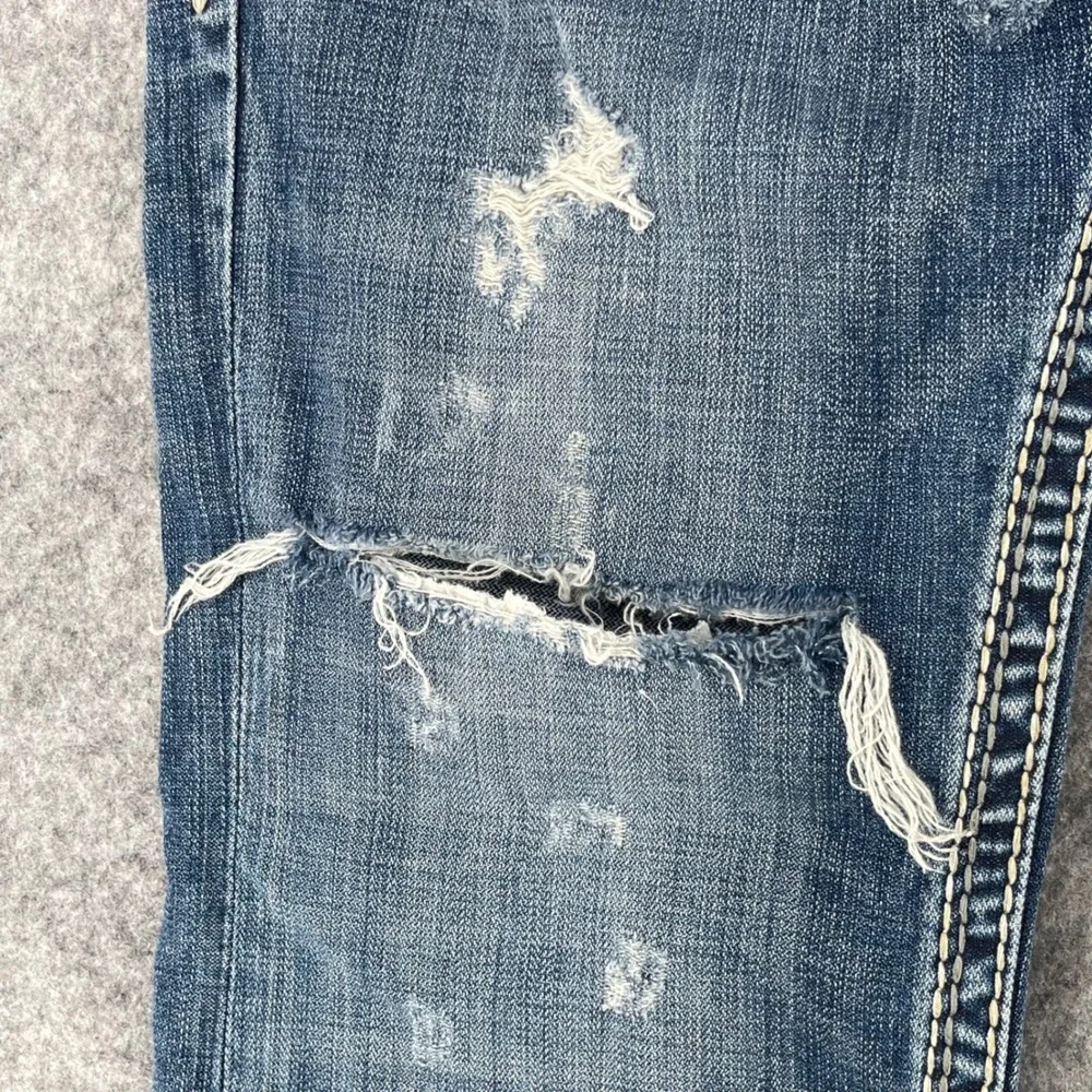 Rock Revival Helicon Jean Men 32x28 Blue Distressed Embroidered Straight Grunge